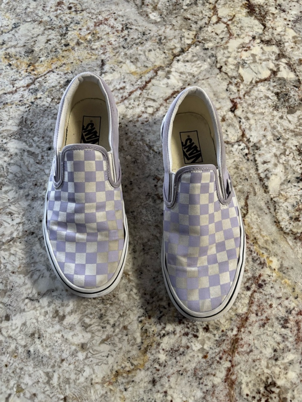 Vans  Slip-On Checkerboard Sneakers - Lavender & White